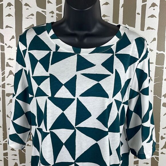 Ann Taylor LOFT Geometric Print Chiffon Sleeve T-Shirt M NEW - Picture 8 of 11
